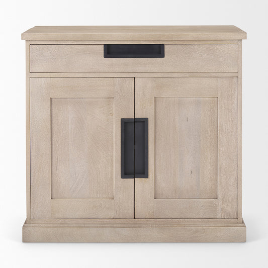 Mercana - Braxton 33.5L x 18.5W x 31.5H Beige Wood W/Black Accents 2 Door Accent Cabinet - 69931 view 2