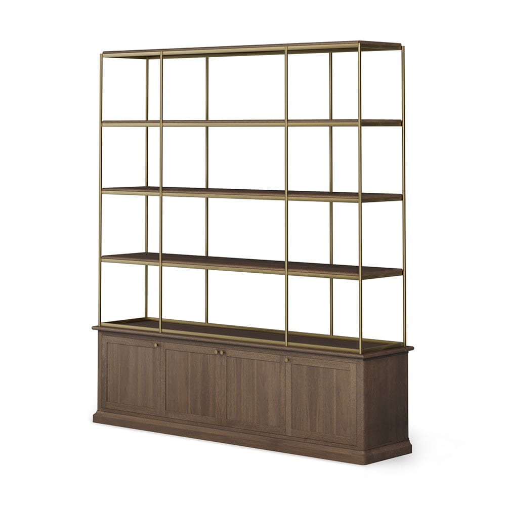 Mercana - Braxton Dark Brown Wood w/ Antique Brass Metal Three Shelf Shelving Unit - 71114-AB view 1