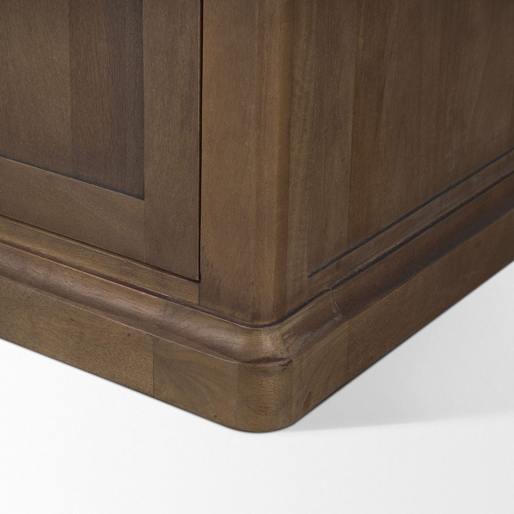 Mercana - Braxton Dark Brown Wood w/ Antiqued Aged Brass Metal 3 Tiers 2 Door Shelving Unit - 71118-AB view 11