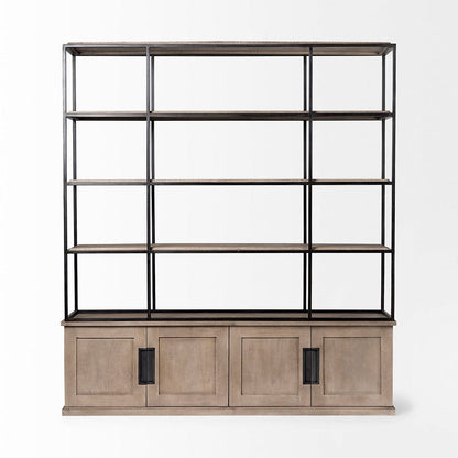 Mercana - Braxton I Light Brown Wood and Iron Three Shelf Shelving Unit 81.5L x 18.5W x 90 - 68202-AB view 5