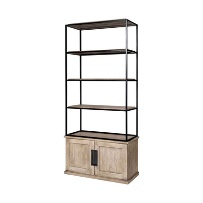 Mercana - Braxton II Light Brown Wood and Iron Three Shelf Shelving Unit 41.5L x 18.5W x 9 - 68203-AB view 1