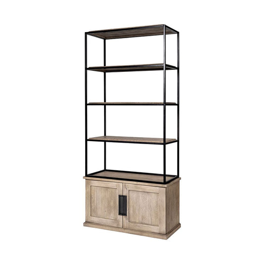 Mercana - Braxton II Light Brown Wood and Iron Three Shelf Shelving Unit 41.5L x 18.5W x 9 - 68203-AB view 1