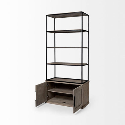 Mercana - Braxton II Light Brown Wood and Iron Three Shelf Shelving Unit 41.5L x 18.5W x 9 - 68203-AB view 2