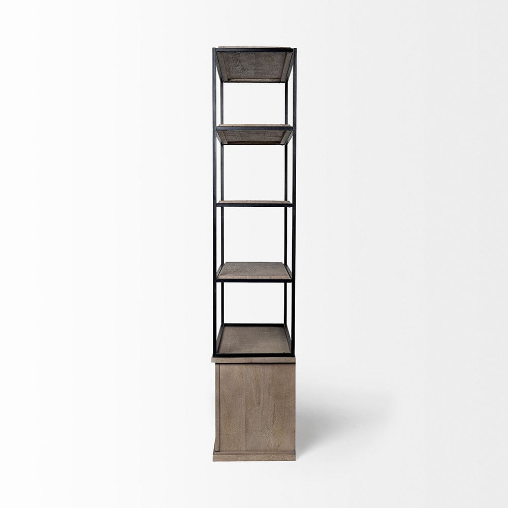 Mercana - Braxton II Light Brown Wood and Iron Three Shelf Shelving Unit 41.5L x 18.5W x 9 - 68203-AB view 3