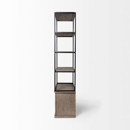 Mercana - Braxton II Light Brown Wood and Iron Three Shelf Shelving Unit 41.5L x 18.5W x 9 - 68203-AB view 3