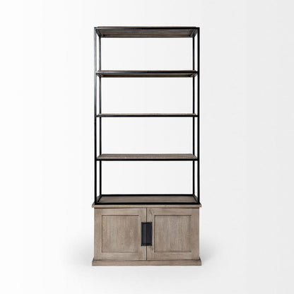 Mercana - Braxton II Light Brown Wood and Iron Three Shelf Shelving Unit 41.5L x 18.5W x 9 - 68203-AB view 4