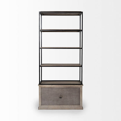 Mercana - Braxton II Light Brown Wood and Iron Three Shelf Shelving Unit 41.5L x 18.5W x 9 - 68203-AB view 5
