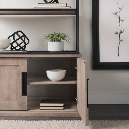 Mercana - Braxton II Light Brown Wood and Iron Three Shelf Shelving Unit 41.5L x 18.5W x 9 - 68203-AB view 9