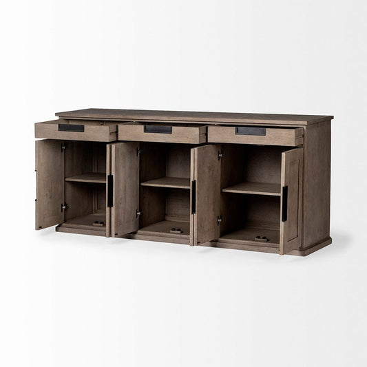 Mercana - Braxton III 81.5x18.5 Natural Brown Solid Wood 3 Drawer 6 Door Sideboard - 68204 view 2