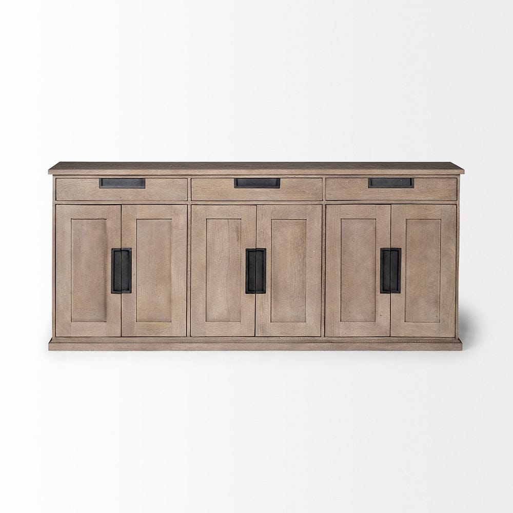 Mercana - Braxton III 81.5x18.5 Natural Brown Solid Wood 3 Drawer 6 Door Sideboard - 68204 view 3