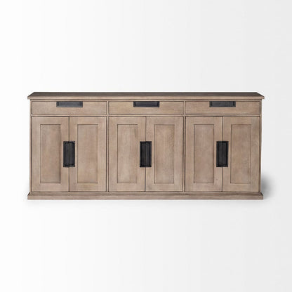 Mercana - Braxton III 81.5x18.5 Natural Brown Solid Wood 3 Drawer 6 Door Sideboard - 68204 view 3
