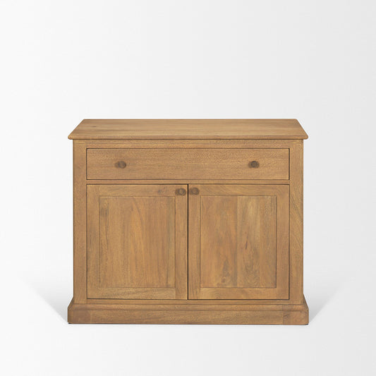 Mercana - Braxton Light Brown Solid Wood w/ Gunmetal Knobs Accent Cabinet 1 Drawer 2 Doors - 71121 view 2