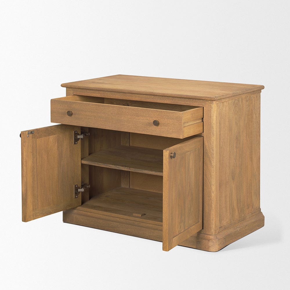 Mercana - Braxton Light Brown Solid Wood w/ Gunmetal Knobs Accent Cabinet 1 Drawer 2 Doors - 71121 view 6