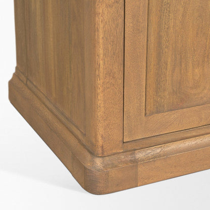 Mercana - Braxton Light Brown Wood w/ Antiqued Brass Metal 3 Tiers 2 Door Shelving Unit - 71115-AB view 11