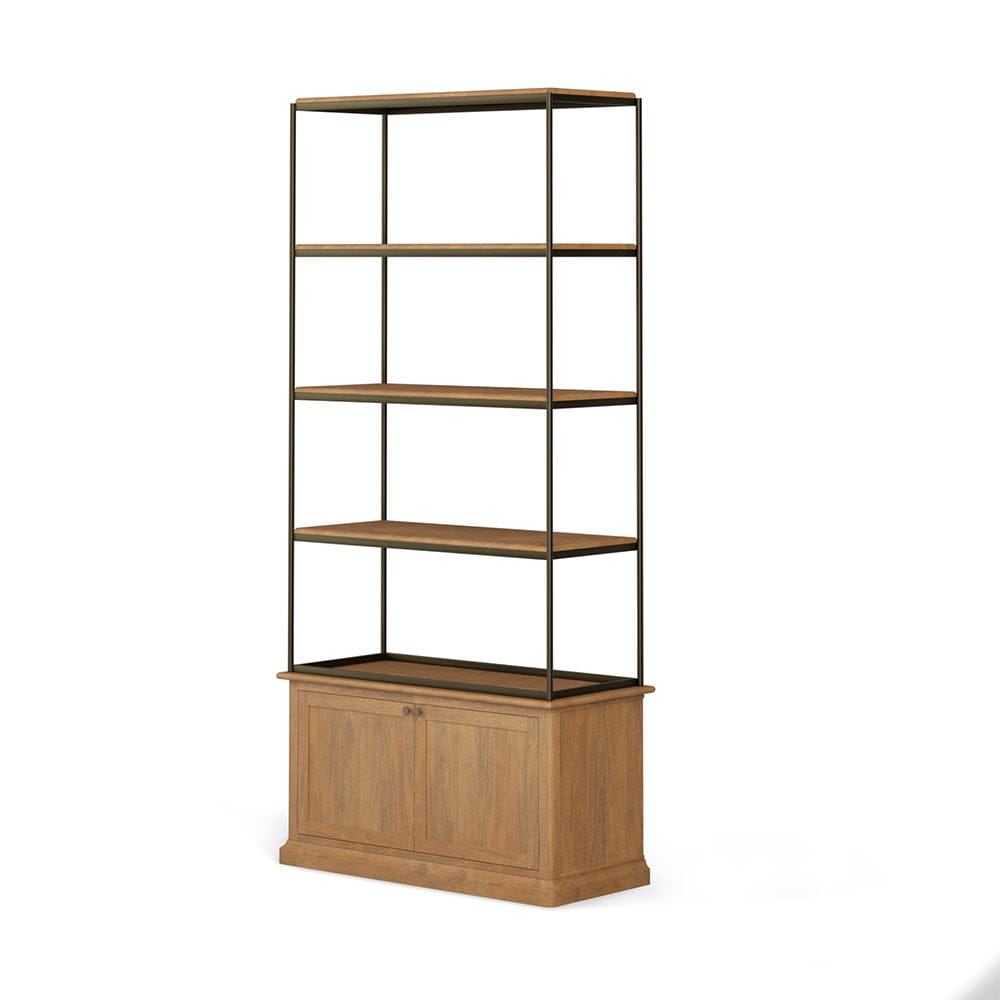 Mercana - Braxton Light Brown Wood w/ Dark Aged Brass Metal Three Shelf Shelving Unit - 71119-AB view 1