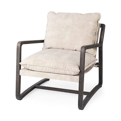 Mercana - Brayden 28.3L x 34.1W x 35H Dark Brown Wood W/ Cream Fabric Seat Accent Chair - 69356_CLOSEOUT view 1