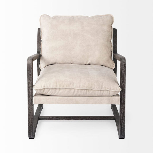 Mercana - Brayden 28.3L x 34.1W x 35H Dark Brown Wood W/ Cream Fabric Seat Accent Chair - 69356_CLOSEOUT view 2