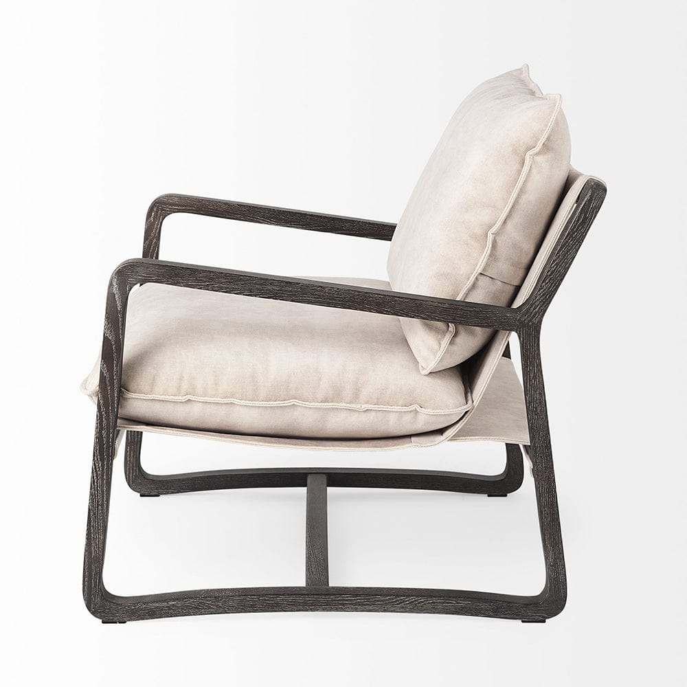 Mercana - Brayden 28.3L x 34.1W x 35H Dark Brown Wood W/ Cream Fabric Seat Accent Chair - 69356_CLOSEOUT view 3