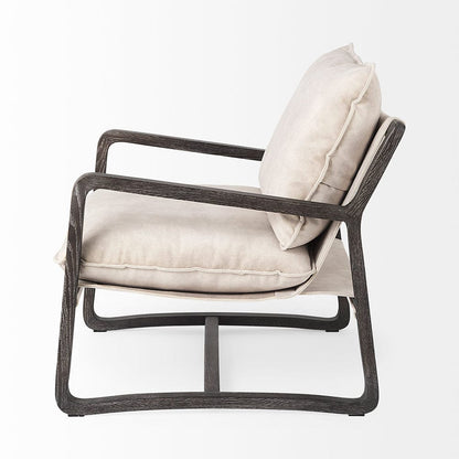Mercana - Brayden 28.3L x 34.1W x 35H Dark Brown Wood W/ Cream Fabric Seat Accent Chair - 69356_CLOSEOUT view 3