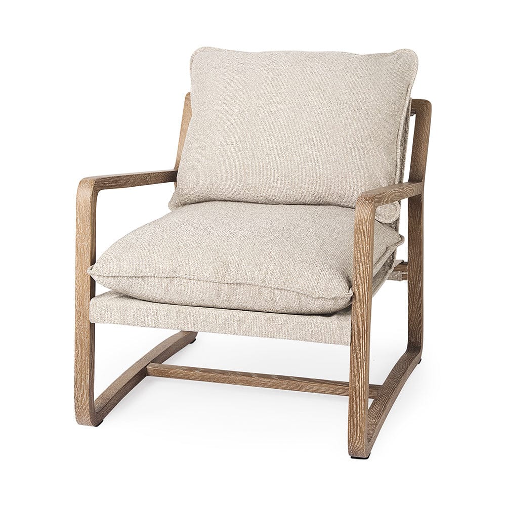 Mercana - Brayden 28.3L x 34.1W x 35H Light Brown Wood W/ Beige Fabric Seat Accent Chair - 69355 view 1