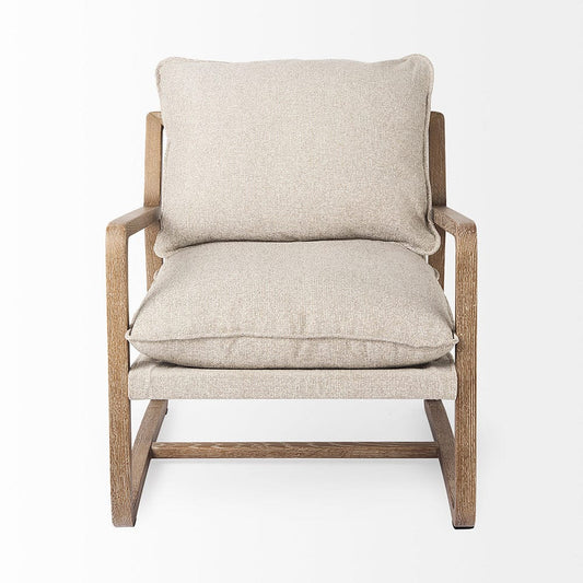 Mercana - Brayden 28.3L x 34.1W x 35H Light Brown Wood W/ Beige Fabric Seat Accent Chair - 69355 view 2