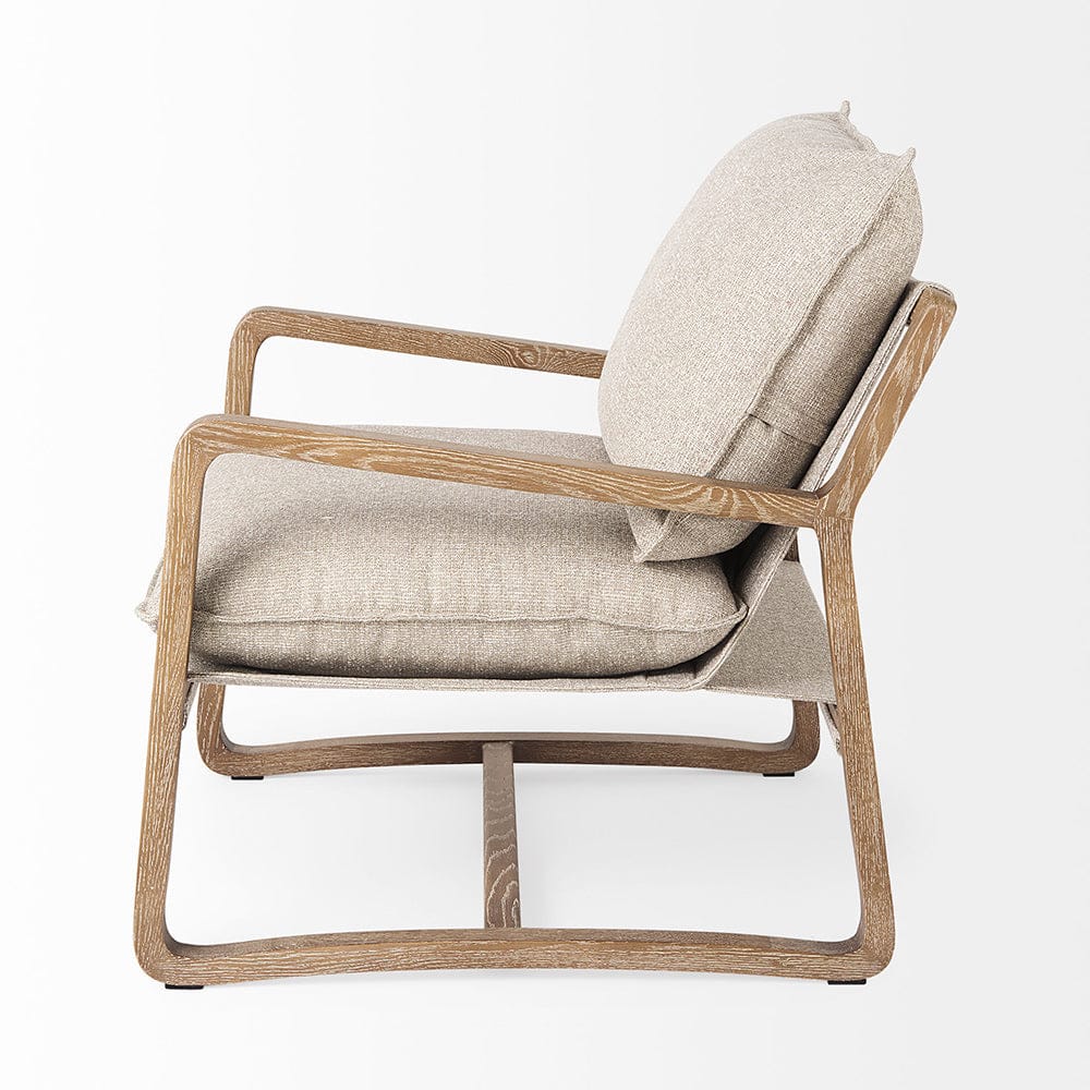 Mercana - Brayden 28.3L x 34.1W x 35H Light Brown Wood W/ Beige Fabric Seat Accent Chair - 69355 view 3