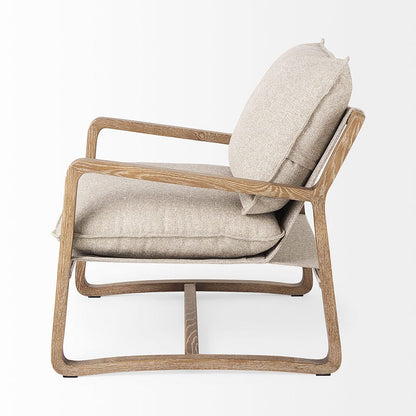 Mercana - Brayden 28.3L x 34.1W x 35H Light Brown Wood W/ Beige Fabric Seat Accent Chair - 69355 view 3