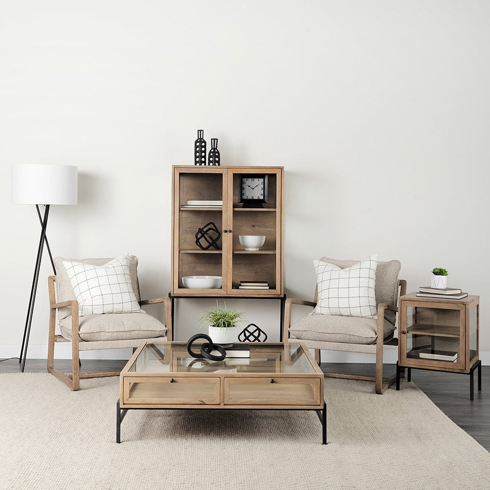 Mercana - Brayden 28.3L x 34.1W x 35H Light Brown Wood W/ Beige Fabric Seat Accent Chair - 69355 view 12