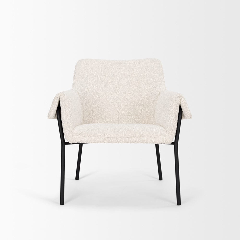 Mercana - Brently Accent Chair w/ Cream Boucle Fabric & Matte Black Metal Legs - 70259 view 2
