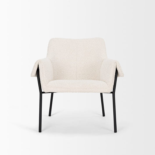 Mercana - Brently Accent Chair w/ Cream Boucle Fabric & Matte Black Metal Legs - 70259 view 2