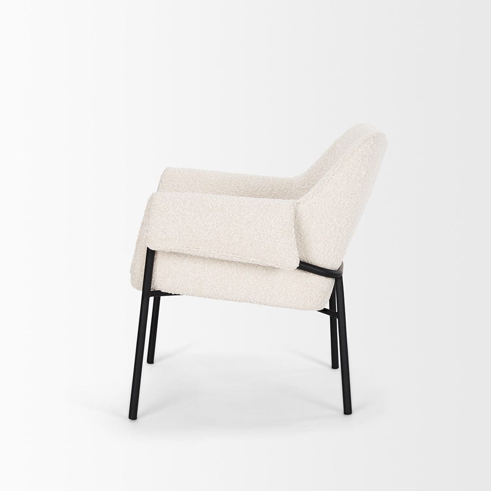 Mercana - Brently Accent Chair w/ Cream Boucle Fabric & Matte Black Metal Legs - 70259 view 3