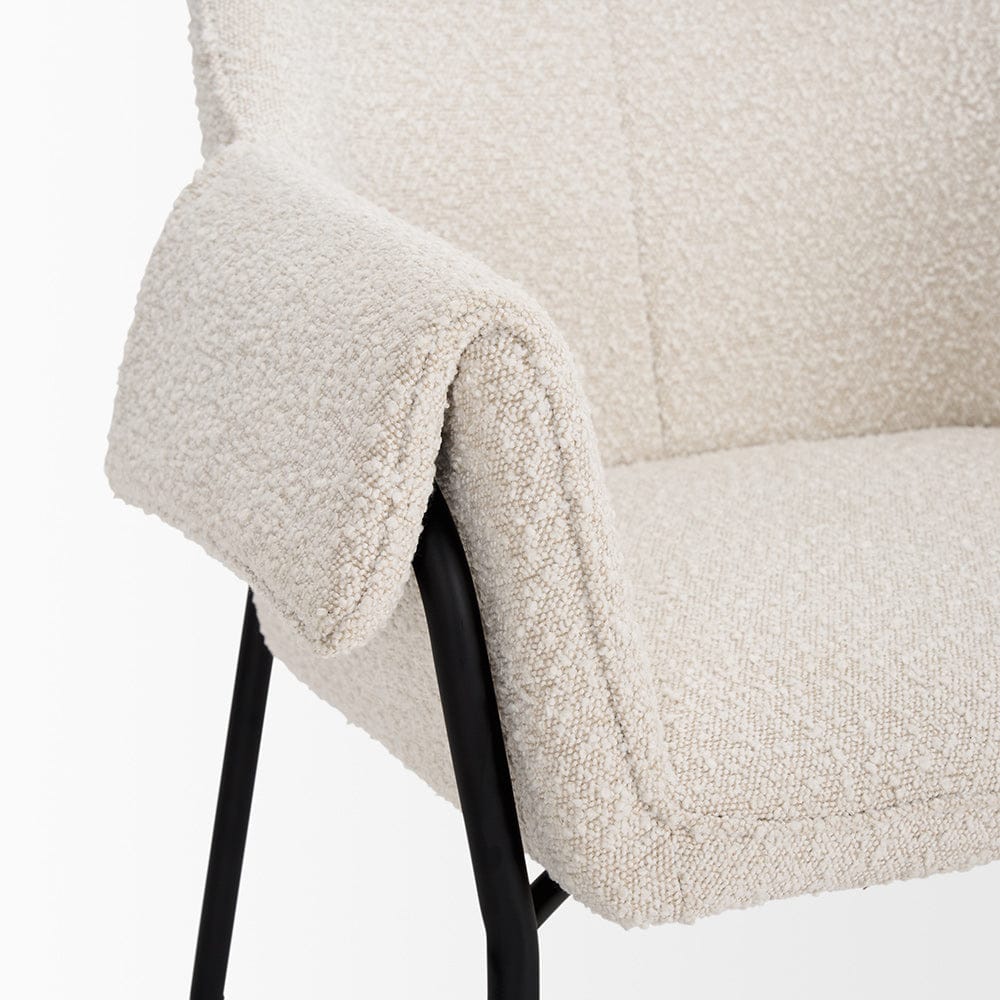 Mercana - Brently Accent Chair w/ Cream Boucle Fabric & Matte Black Metal Legs - 70259 view 8