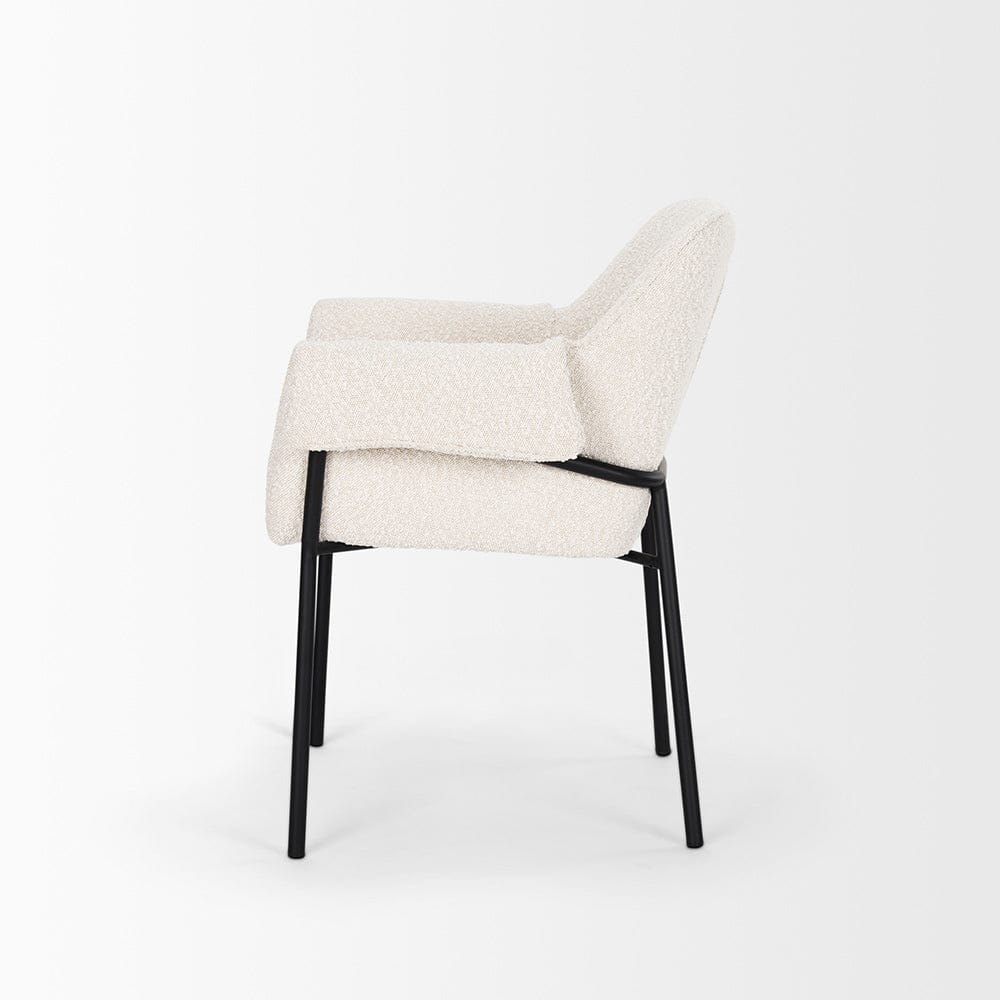 Mercana - Brently Dining Chair w/ Cream Boucle Fabric & Matte Black Metal Legs (Set of 2) - 70250 view 3