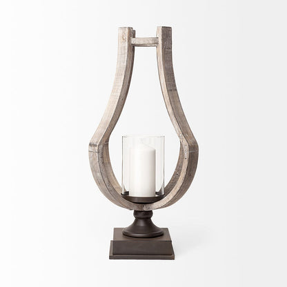 Mercana - Brillion Large Rustic Wood Metal Table Candle Holder - 53143_CLOSEOUT view 2