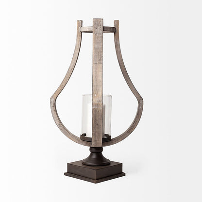 Mercana - Brillion Large Rustic Wood Metal Table Candle Holder - 53143_CLOSEOUT view 4