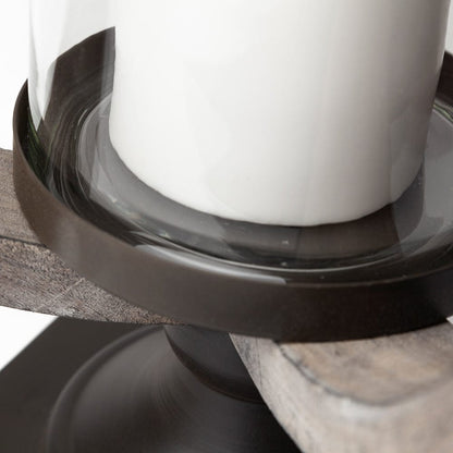 Mercana - Brillion Large Rustic Wood Metal Table Candle Holder - 53143_CLOSEOUT view 8