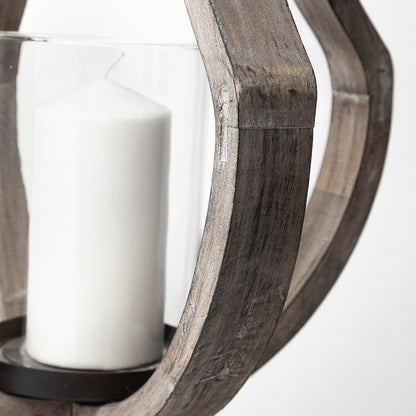 Mercana - Brillion Large Rustic Wood Metal Table Candle Holder - 53143_CLOSEOUT view 9