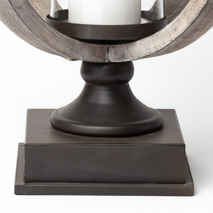 Mercana - Brillion Large Rustic Wood Metal Table Candle Holder - 53143_CLOSEOUT view 11