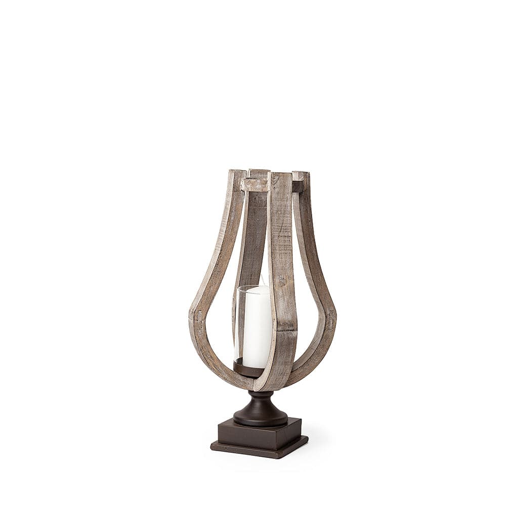 Mercana - Brillion Small Rustic Wood Metal Table Candle Holder - 53142_CLOSEOUT view 1