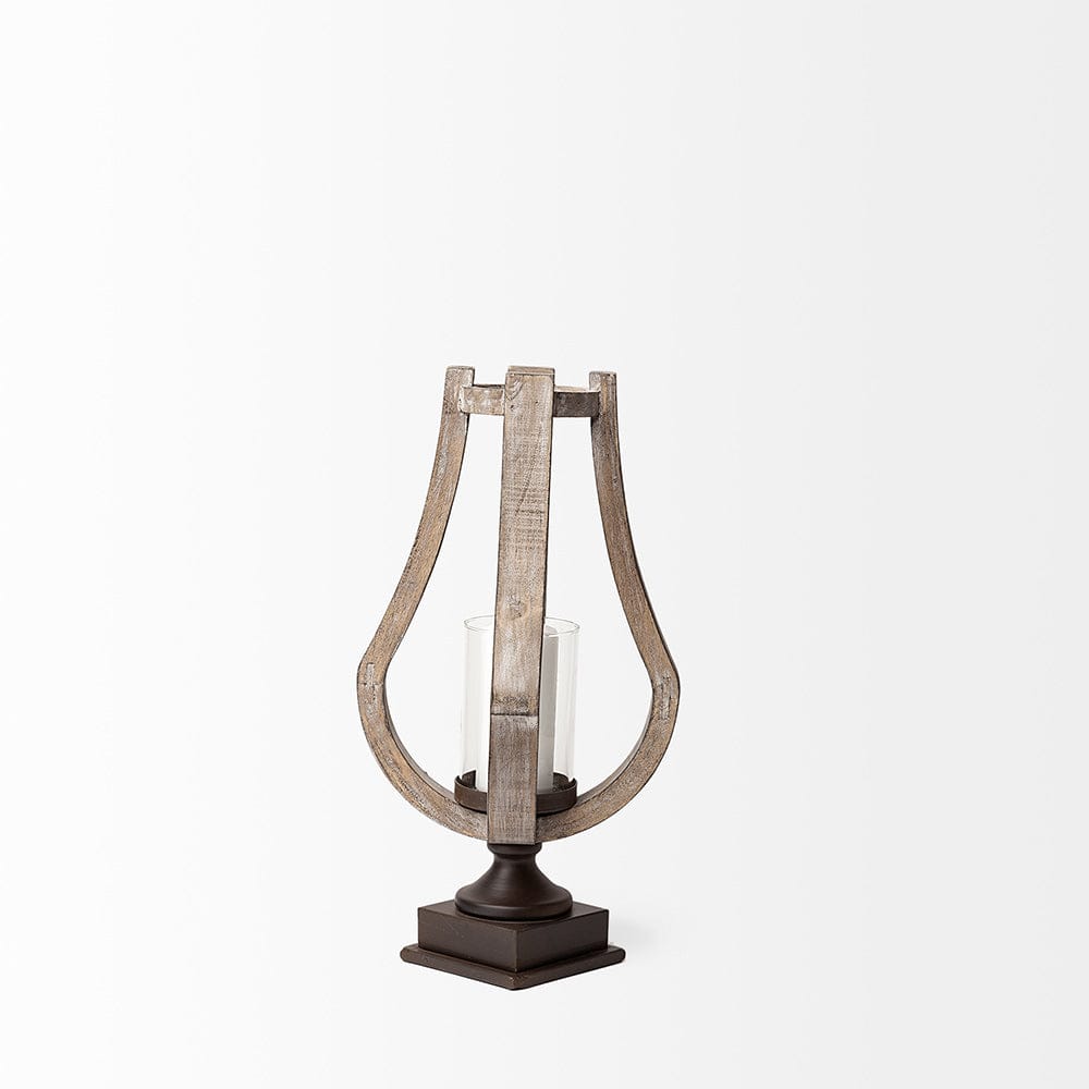 Mercana - Brillion Small Rustic Wood Metal Table Candle Holder - 53142_CLOSEOUT view 4
