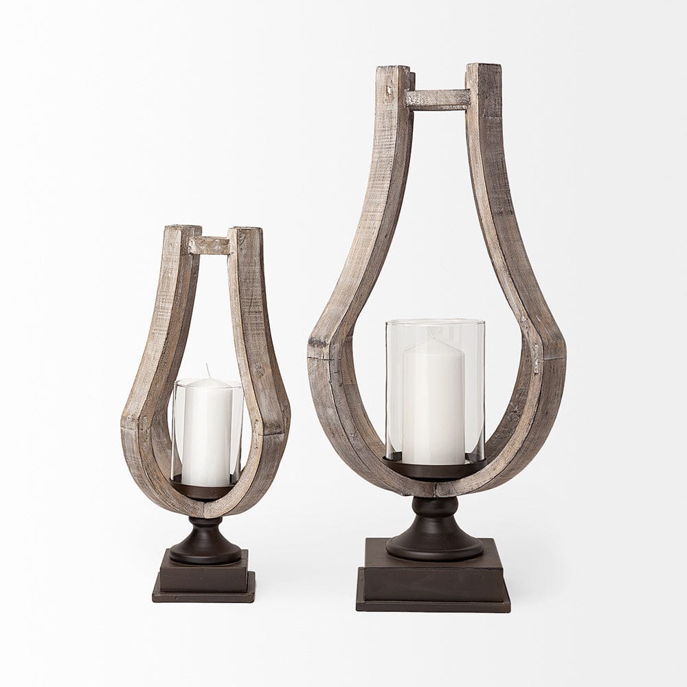 Mercana - Brillion Small Rustic Wood Metal Table Candle Holder - 53142_CLOSEOUT view 5