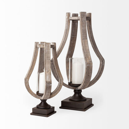 Mercana - Brillion Small Rustic Wood Metal Table Candle Holder - 53142_CLOSEOUT view 6