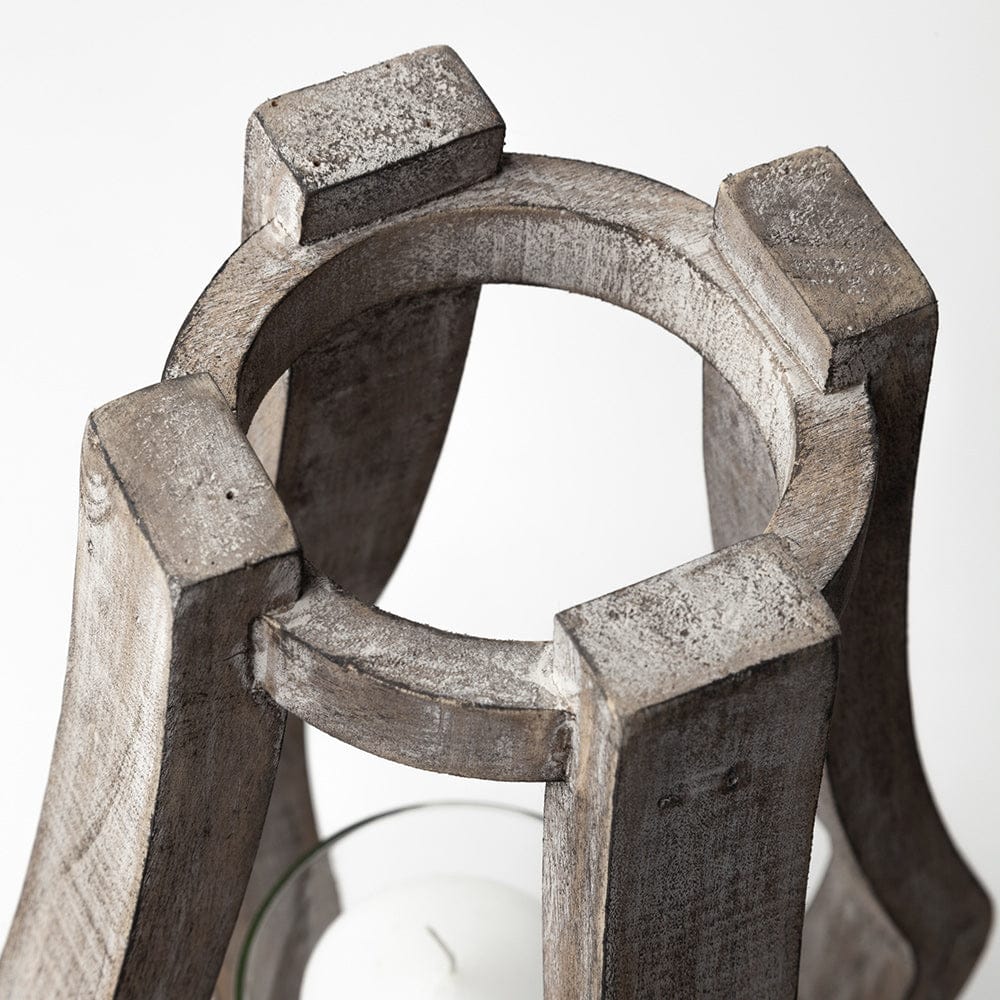 Mercana - Brillion Small Rustic Wood Metal Table Candle Holder - 53142_CLOSEOUT view 7