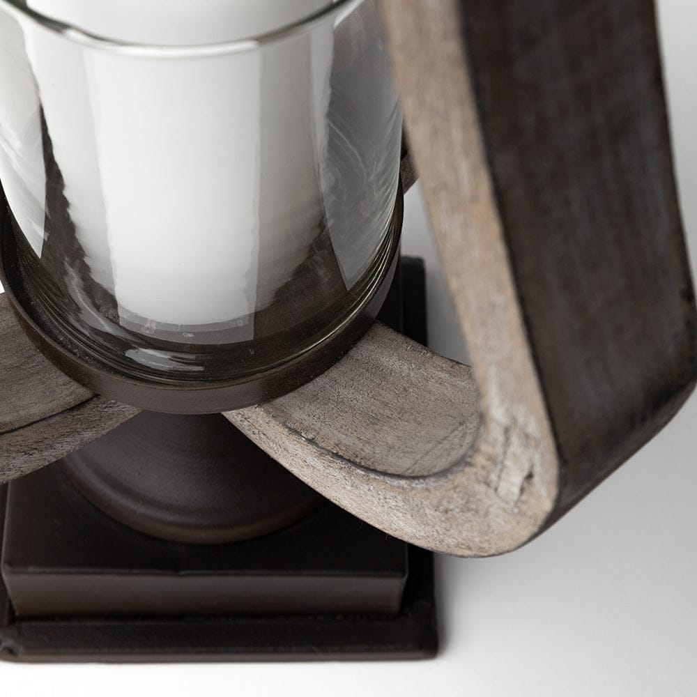 Mercana - Brillion Small Rustic Wood Metal Table Candle Holder - 53142_CLOSEOUT view 8