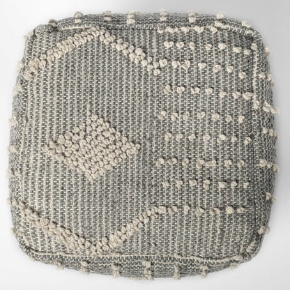 Mercana - Brinket Gray/Cream Polyester Handwoven Square Pouf - 68387 view 2