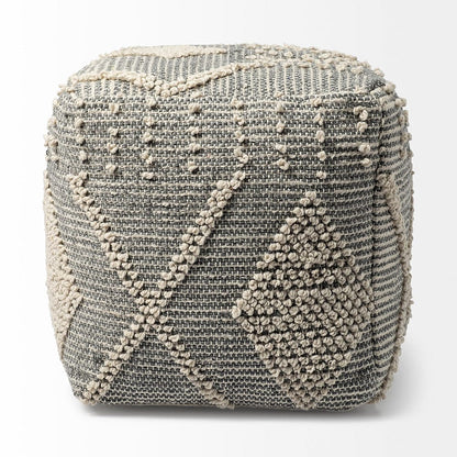 Mercana - Brinket Gray/Cream Polyester Handwoven Square Pouf - 68387 view 4