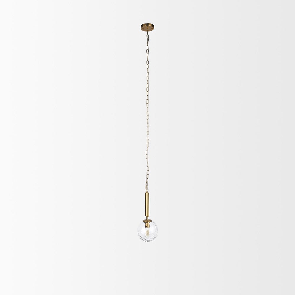 Mercana - Britton Gold Metal w/ Clear Glass Globe 1-Light Pendant Light - 70471 view 2