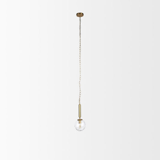 Mercana - Britton Gold Metal w/ Clear Glass Globe 1-Light Pendant Light - 70471 view 2