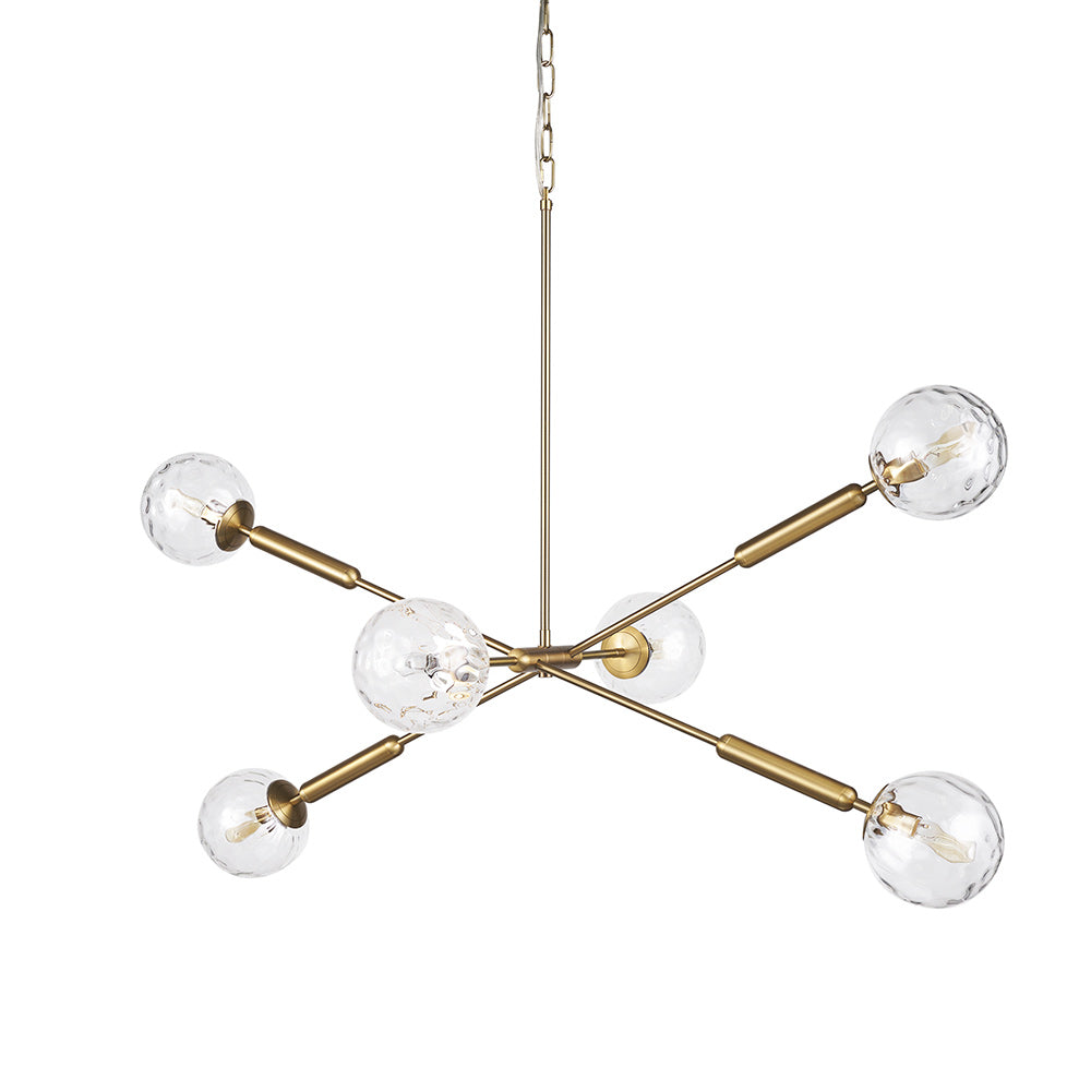 Mercana - Britton Gold Metal w/ Clear Glass Globes 6-Light Chandelier - 70473 view 1