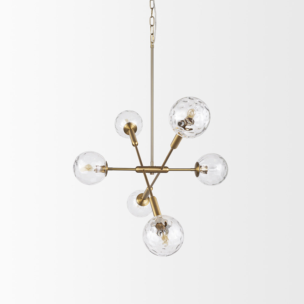 Mercana - Britton Gold Metal w/ Clear Glass Globes 6-Light Chandelier - 70473 view 4